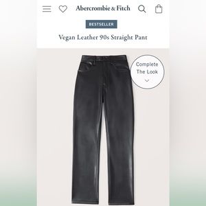 Abercrombie & Fitch ultra high rise 90s leather pant in black, size 26